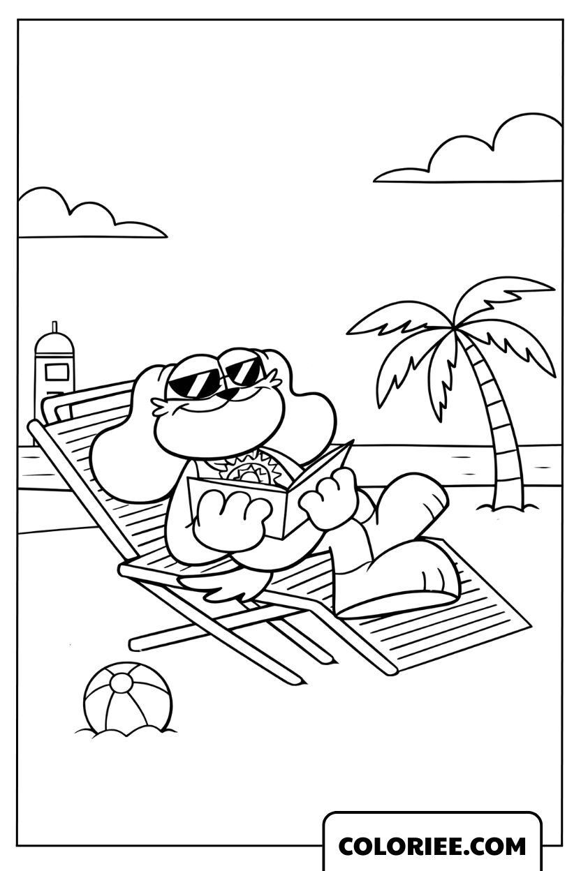 Dessin DogDay détente à la plage