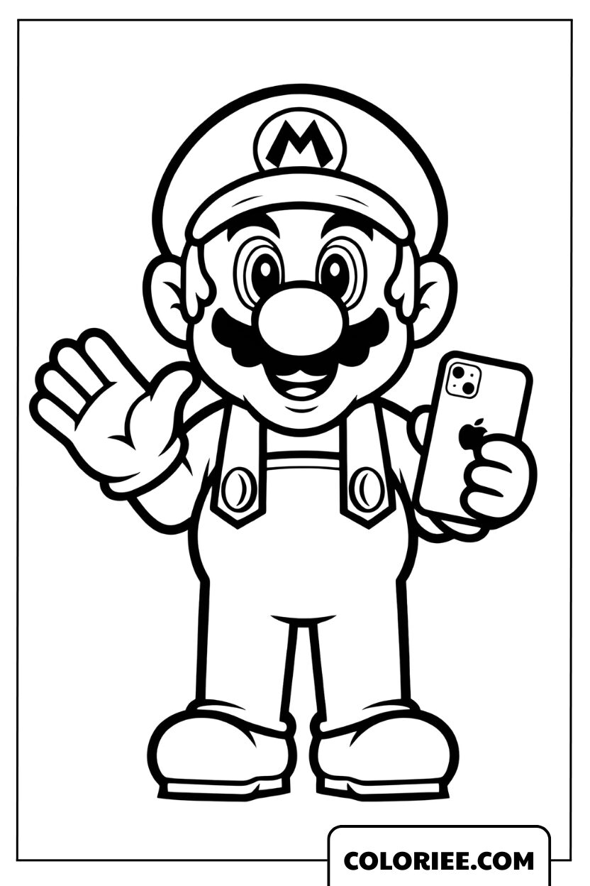 Dessin Mario et l'iPhone magique