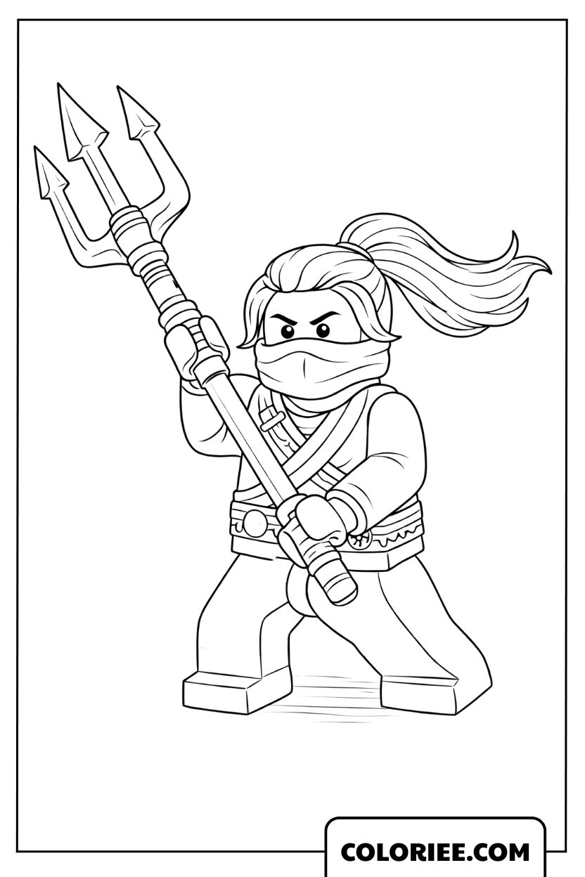 Dessin Ninja guerrière à la lance