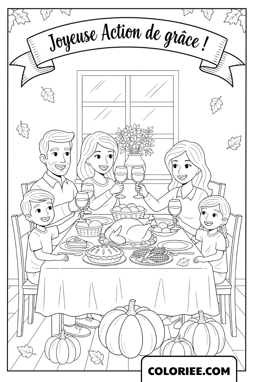 Dessin Repas de Famille – Action de Grâce