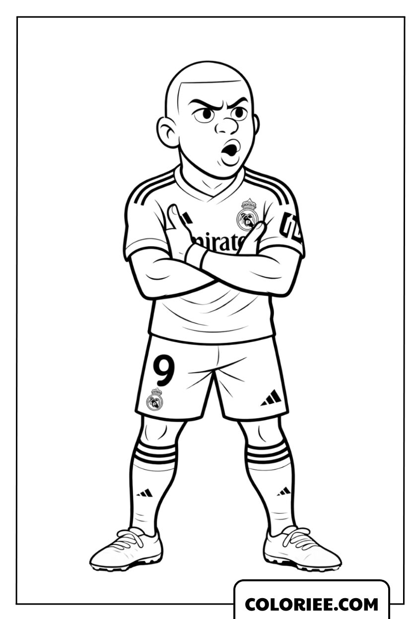 Dessin de Mbappé en version cartoon