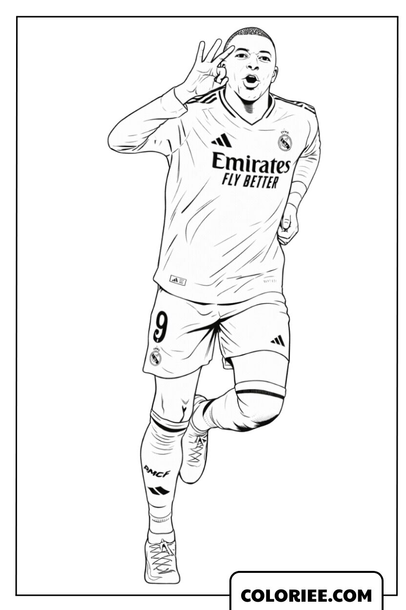 Dessin de la célébration unique de la star Mbappé