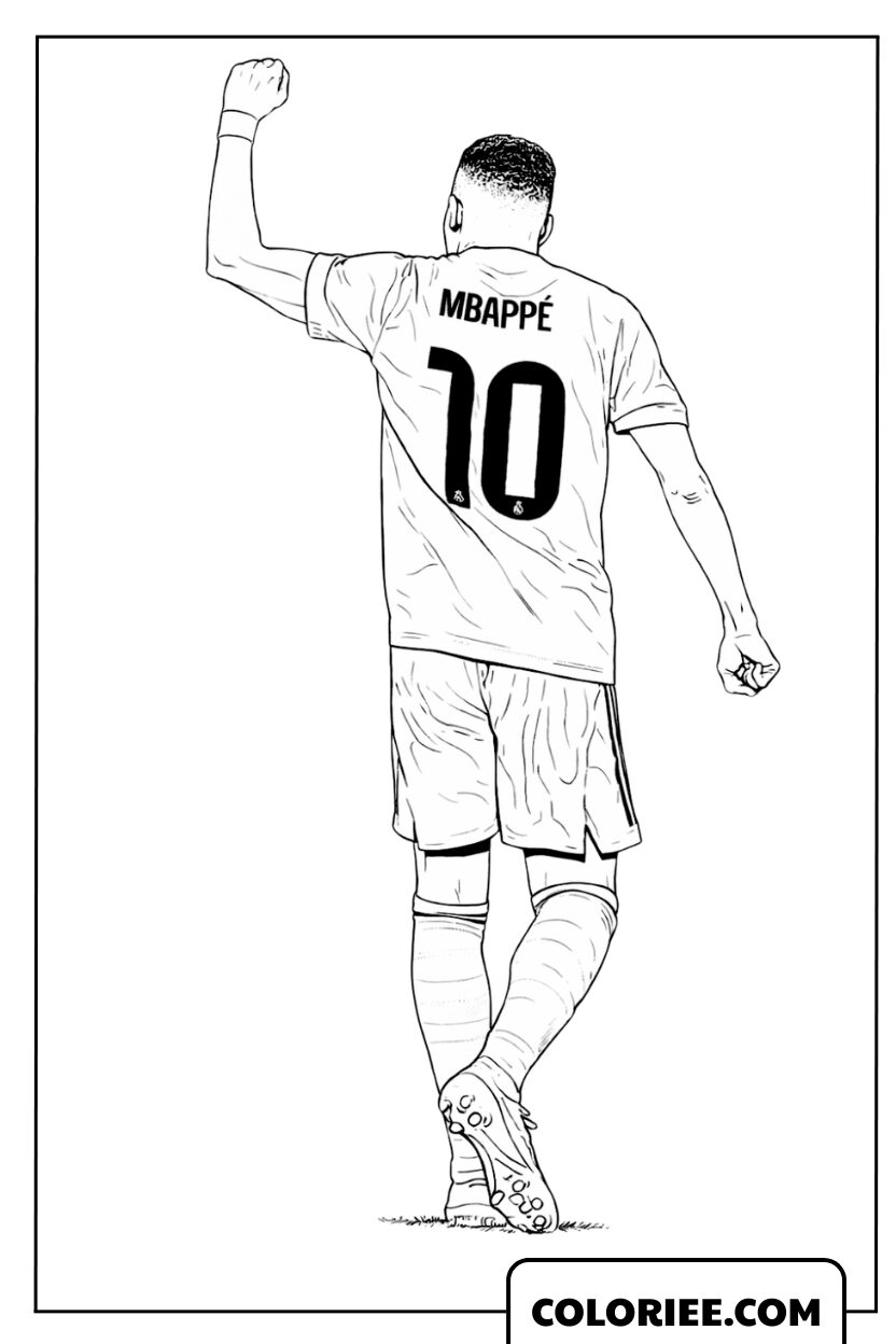 Dessin du dos fier du numéro 10 Mbappé