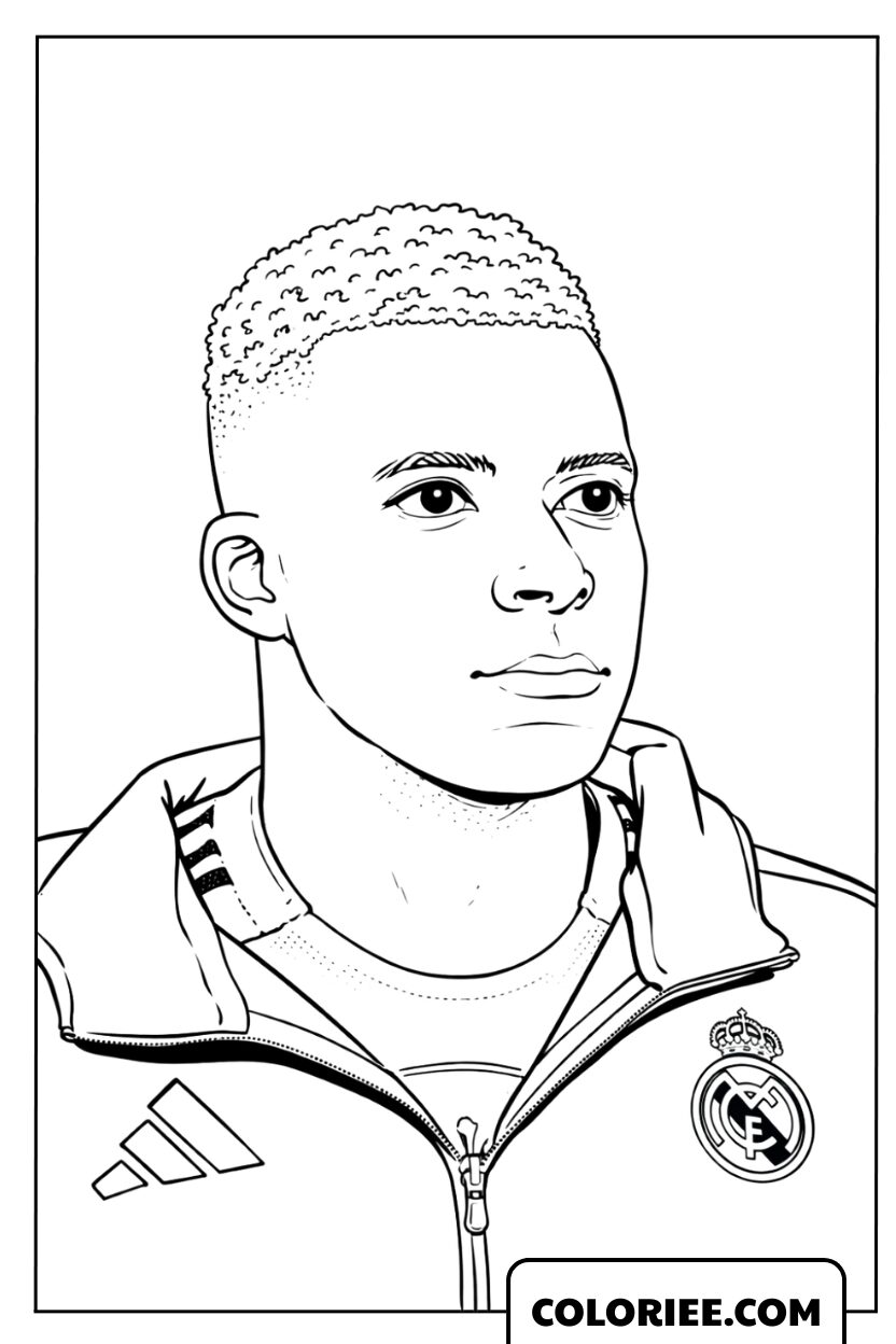 Dessin du portrait réaliste de la superstar Kylian Mbappé