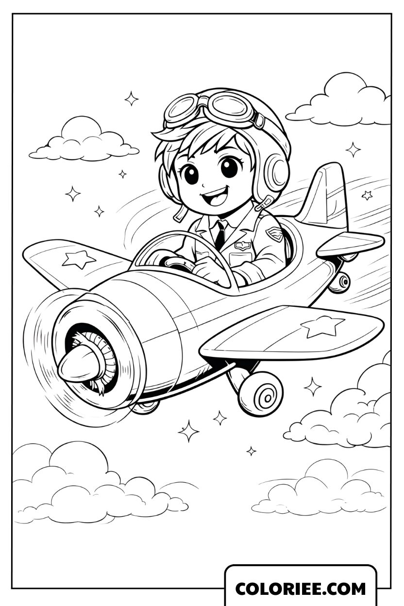 Dessin d’un garçon pilote d’avion
