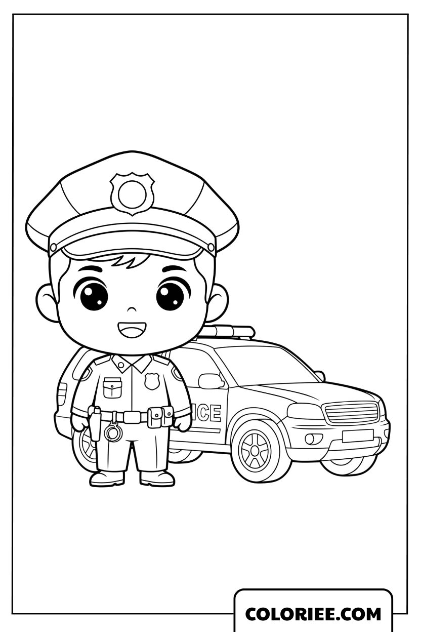 Dessin d'un petit policier courageux