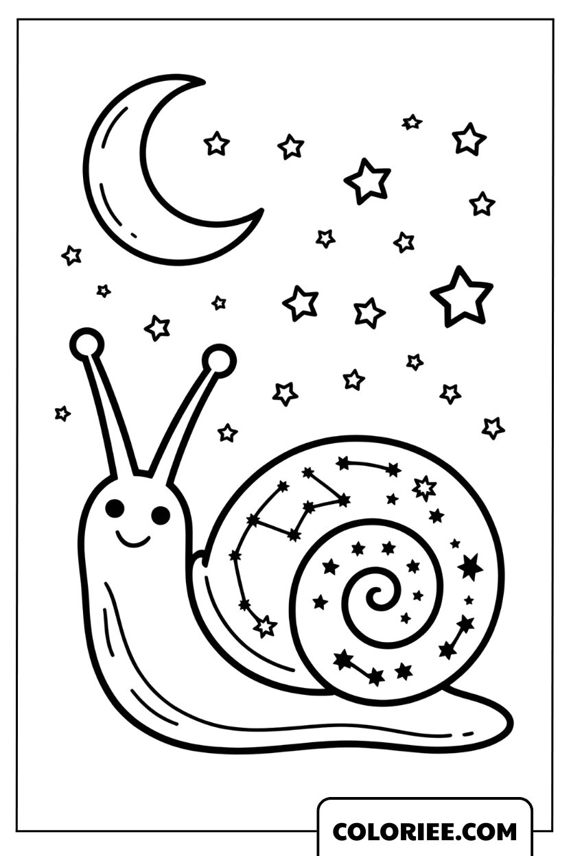 Dessin escargot et la galaxie féerique