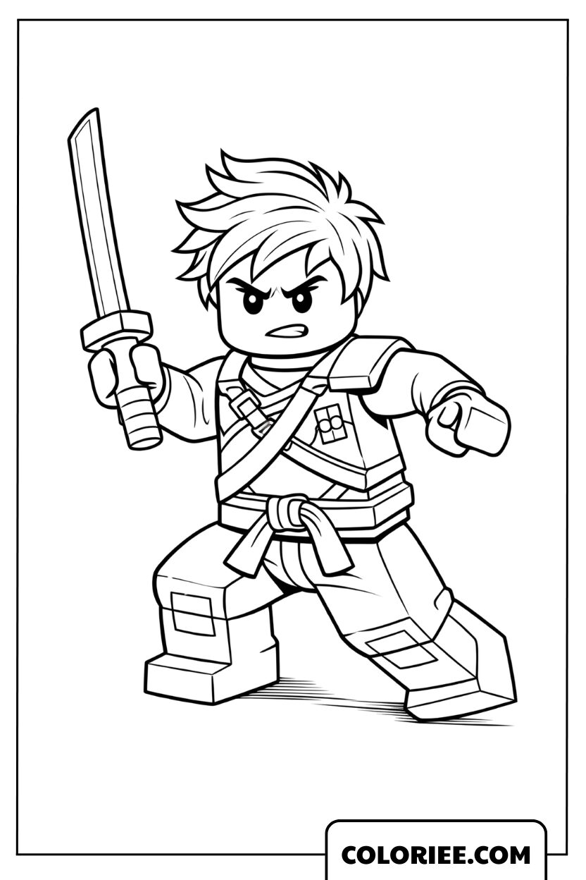 Dessin garçon lego héros avec épée