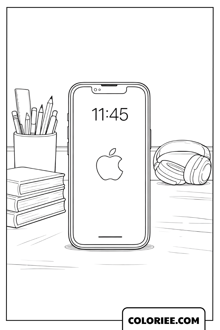 Dessin iPhone et coin d'étude créatif