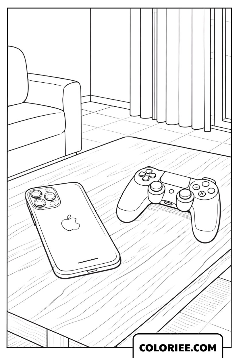 Dessin iPhone et manette de jeu stylée