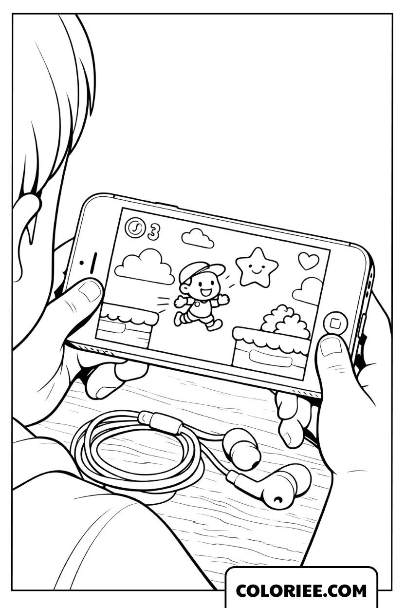 Dessin jouer aux jeux vidéo sur iPhone