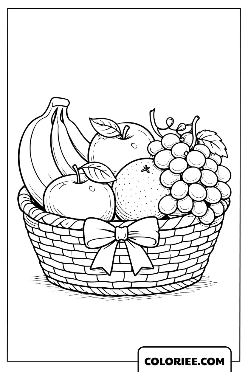 Dessin panier de fruits cadeau sucré