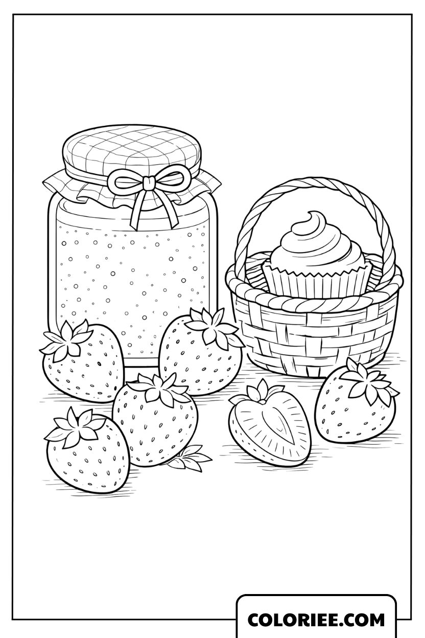 Dessin petit-déjeuner sucré aux fraises
