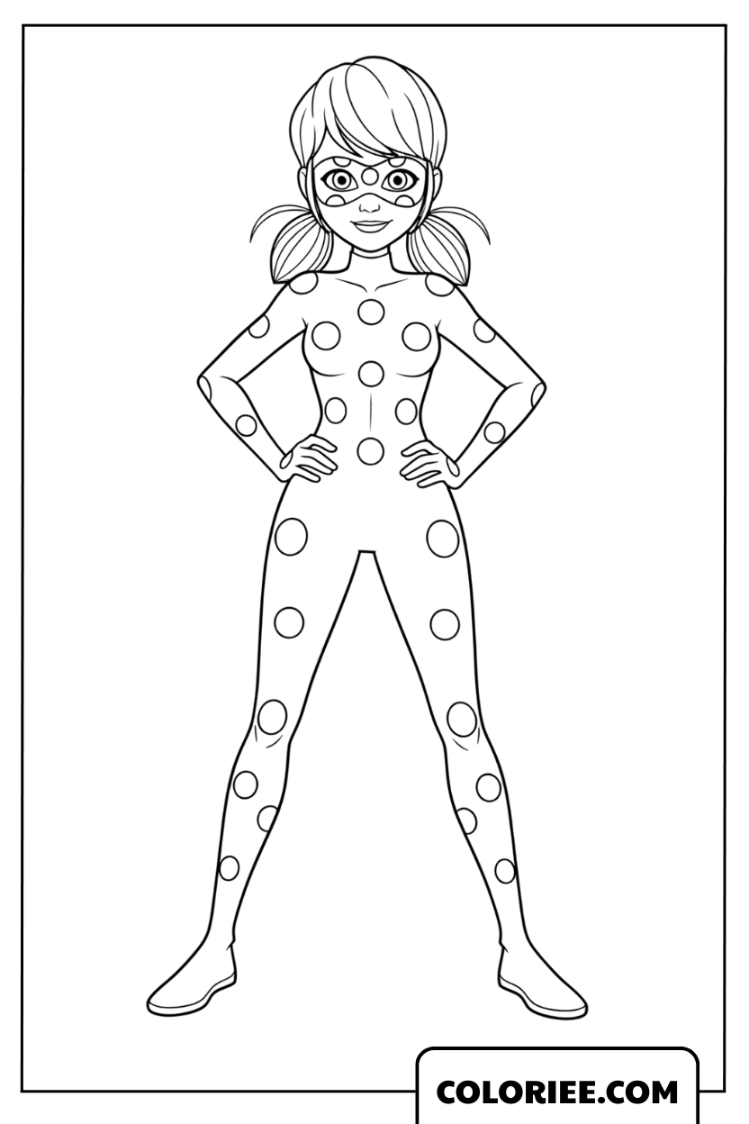 Dessin portrait de Ladybug en costume de super-héroïne