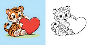 coloriage tigre mignon bebe ft