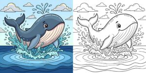 Coloriage Baleine en Mer ft