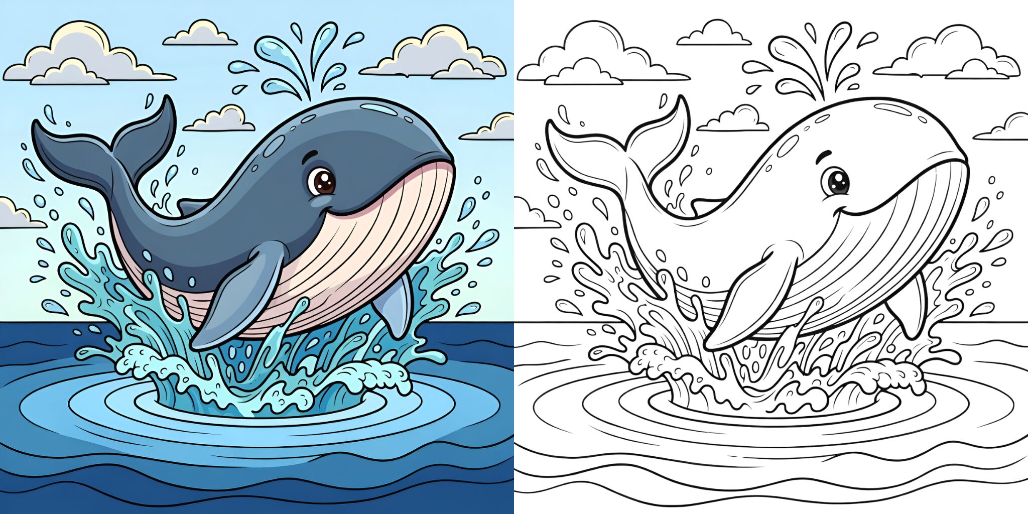 Coloriage Baleine en Mer ft