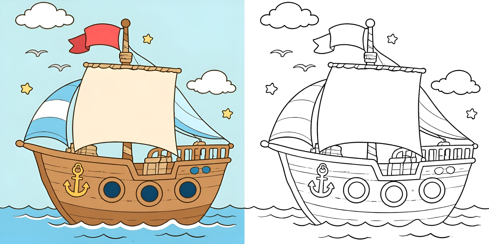 Coloriage Bateau à Voiles ft