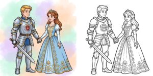 Coloriage Chevalier et Princesse ft