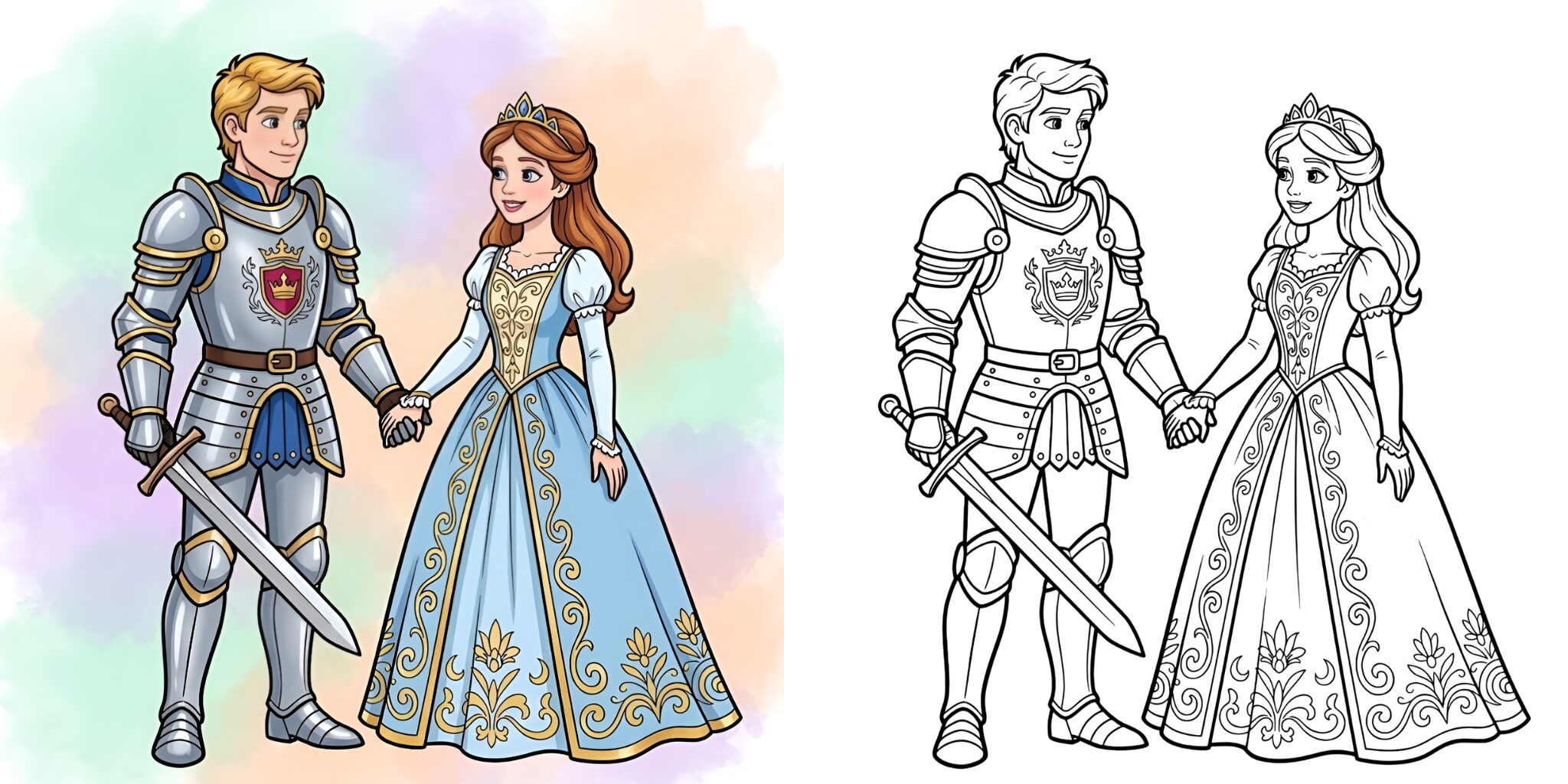 Coloriage Chevalier et Princesse ft