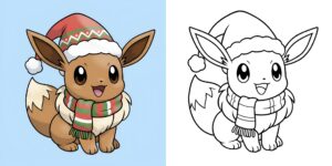 Coloriage Évoli dans un Décor Hivernal ft