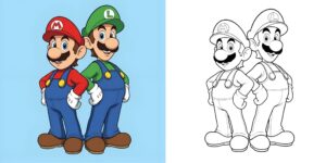 Coloriage Mario et Luigi ft