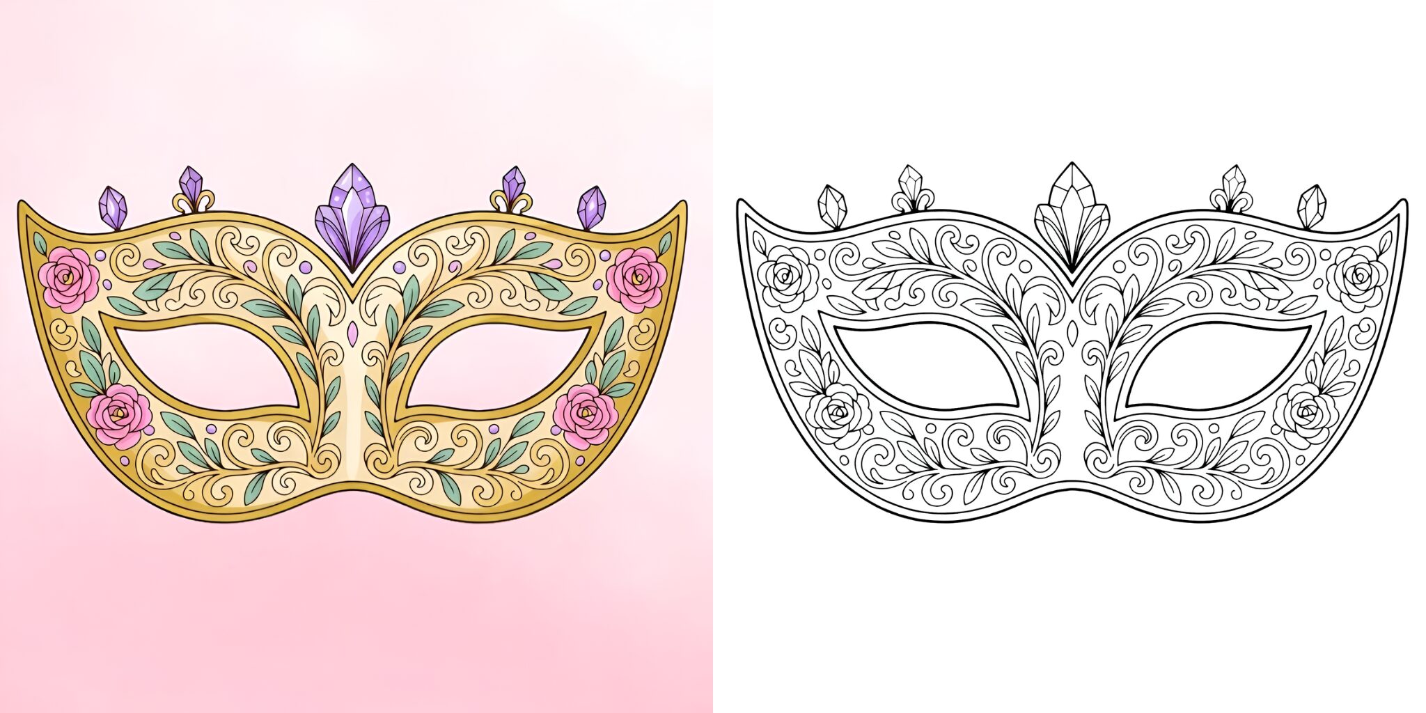 Coloriage Masques de Carnaval ft
