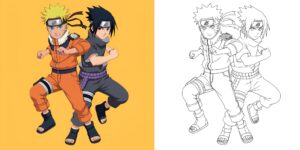 Coloriage Naruto et Sasuke ft