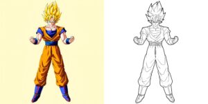 Coloriage Sangoku en Mode Super Saiyan ft