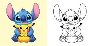 Coloriage Stitch et Pikachu ft