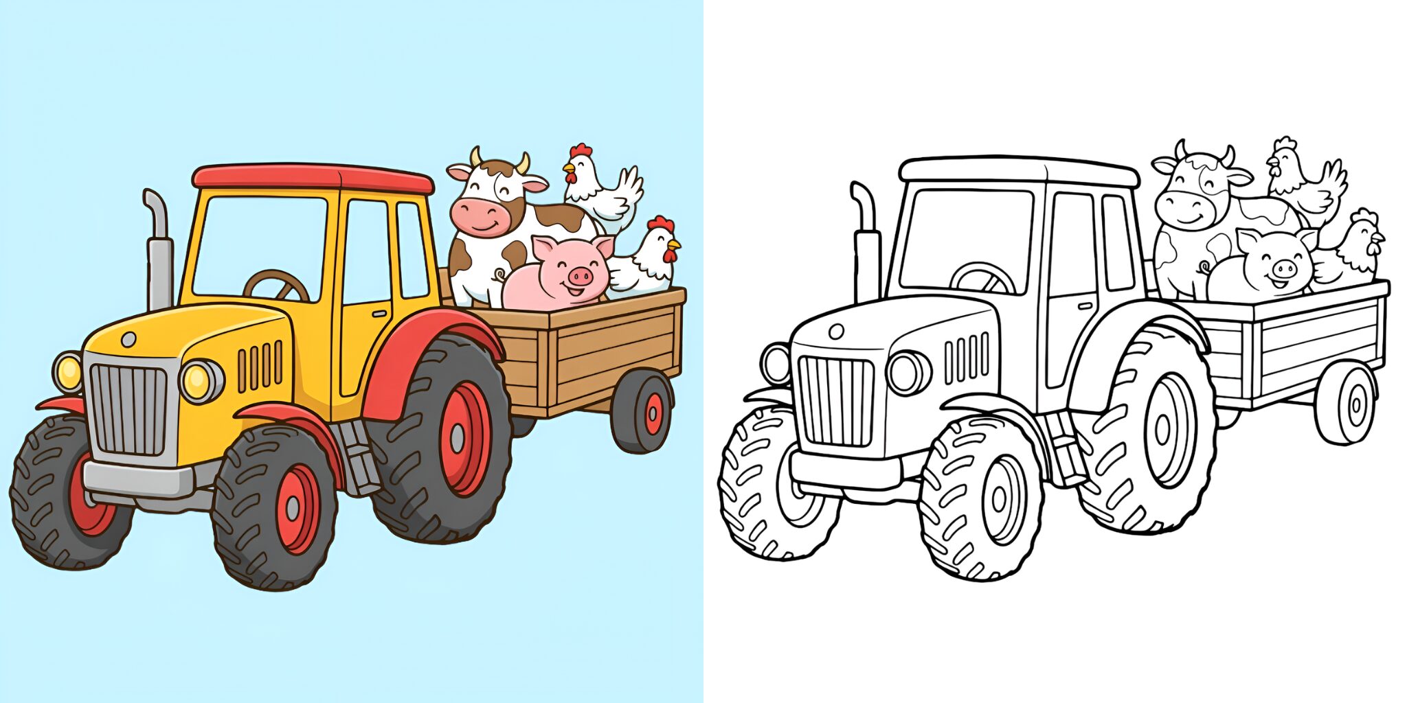 Coloriage Tracteur et Animaux de la Ferme ft