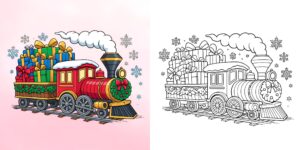 Coloriage Train de Noël ft