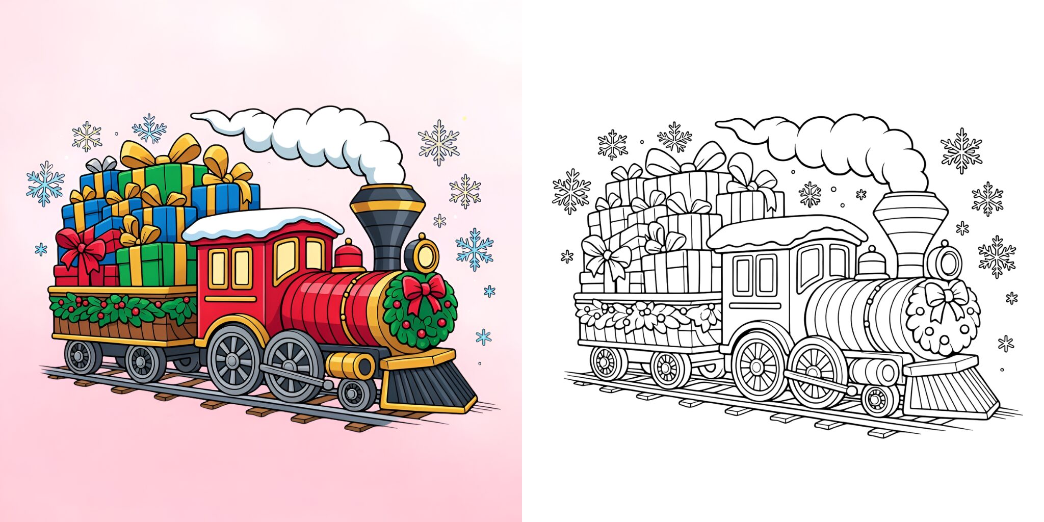 Coloriage Train de Noël ft