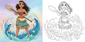 Coloriage Vaiana Aventures en Mer ft