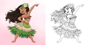 Coloriage Vaiana en Scène de Danse ft