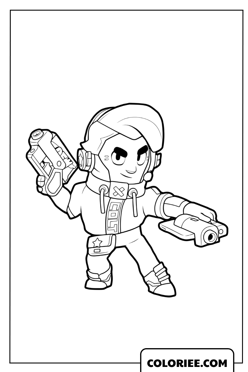 Coloriage de Colt version technologique avec un casque moderne