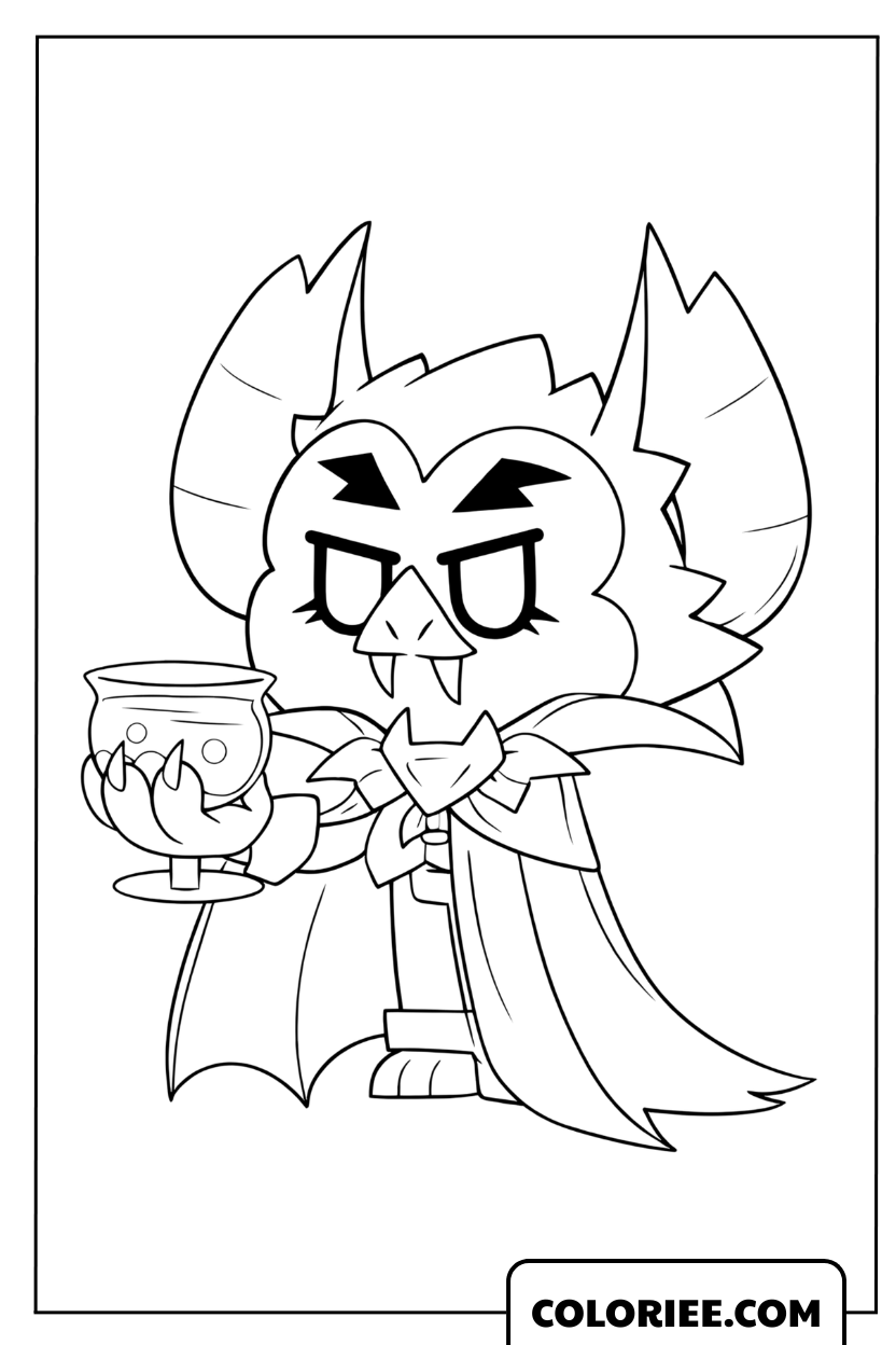 Coloriage de Kit déguisé en Vampire noble