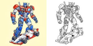 Coloriage de Robots et Véhicules ft