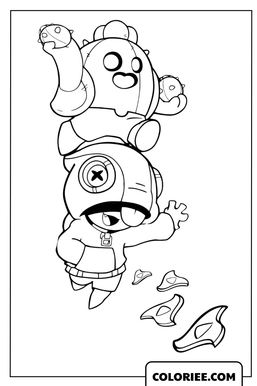 Coloriage de Spike et Leon lançant une attaque ensemble