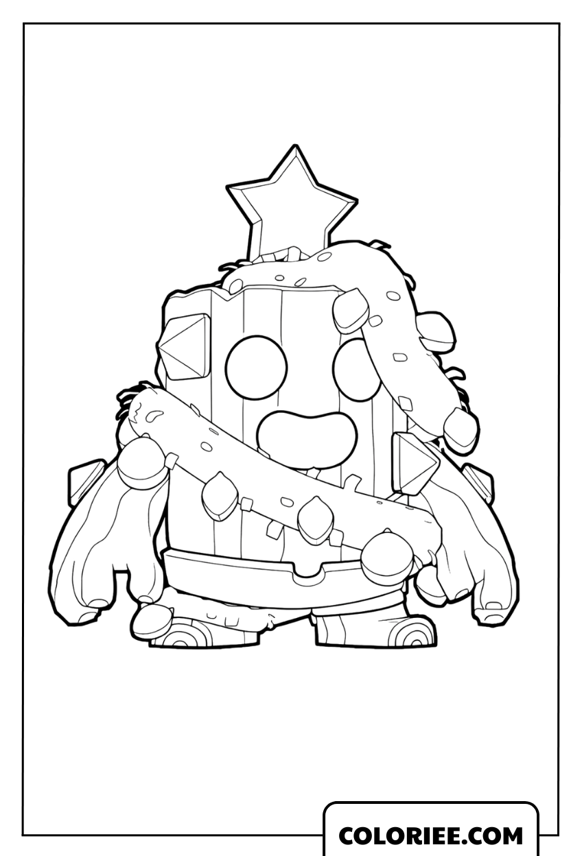 Coloriage de Spike transformé en sapin de Noël éclatant