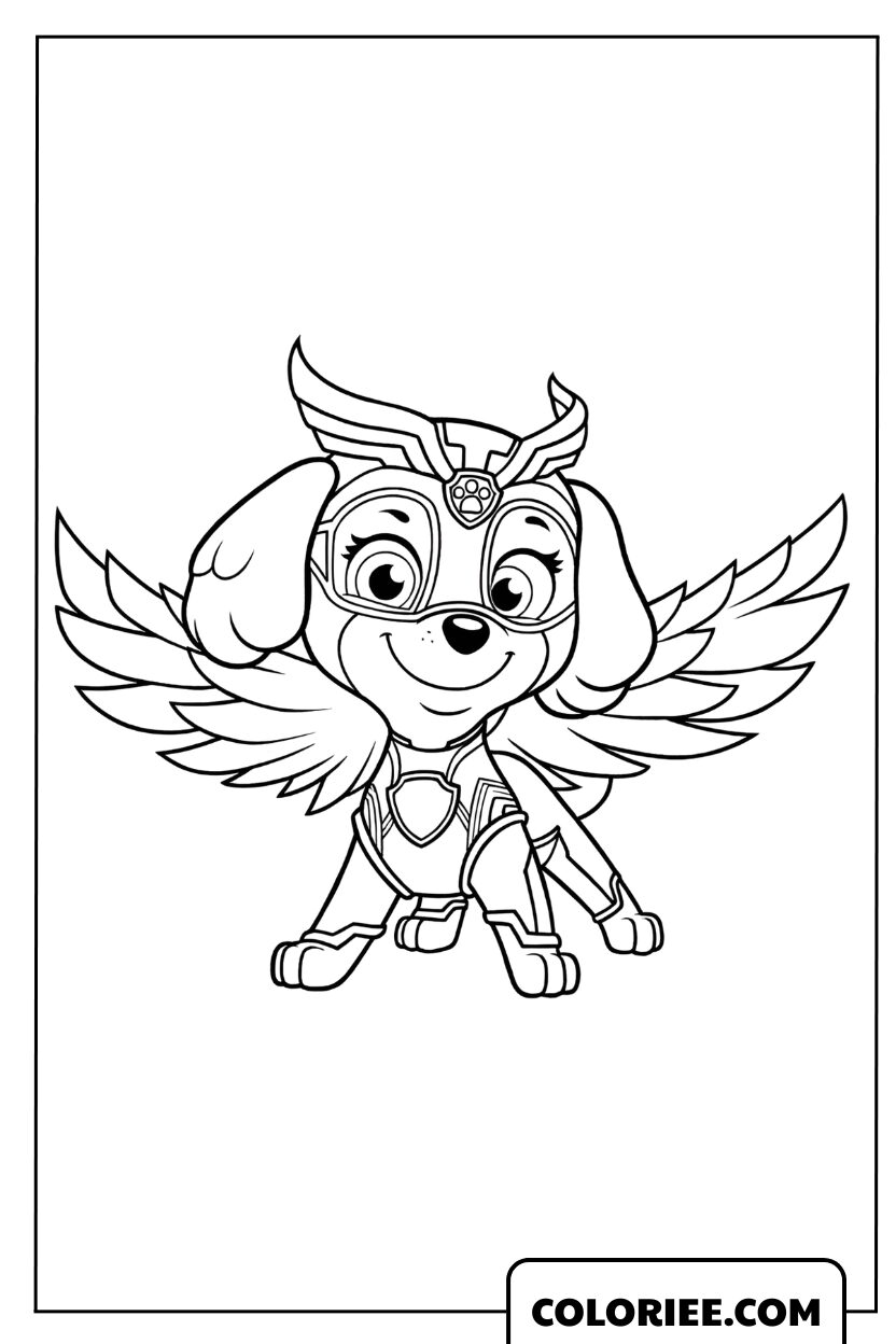 Coloriage de la super-héroïne Stella avec ses ailes d'énergie