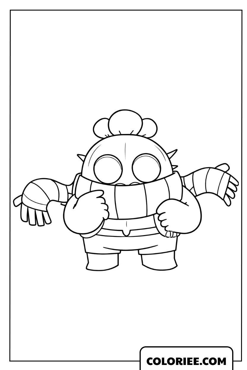 Dessin de Spike avec une adorable écharpe rayée pour l'hiver