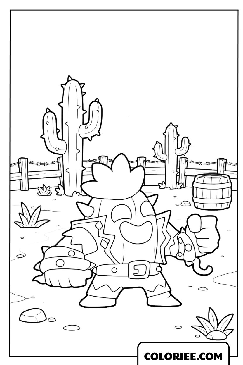 Dessin de Spike en style Rocker cool dans le désert