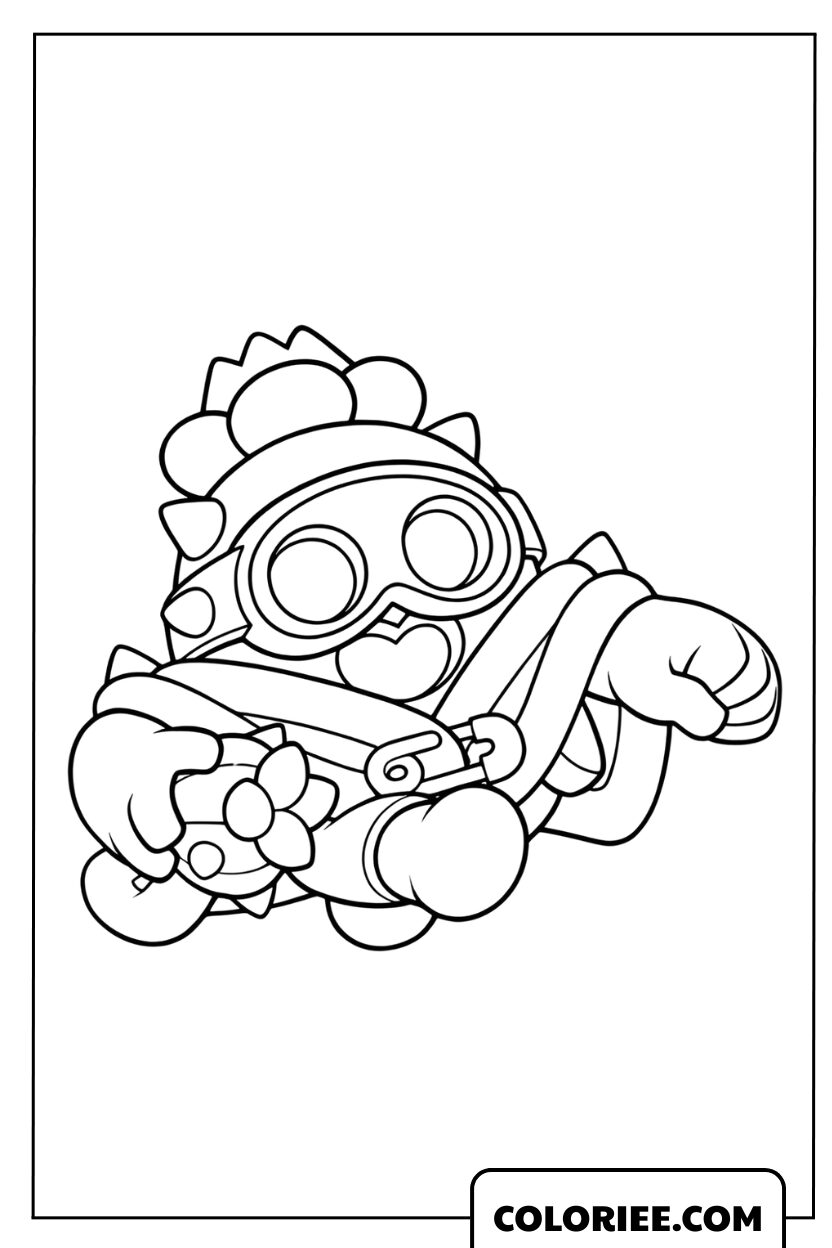 Dessin de Spike version pilote avec des lunettes de protection cool