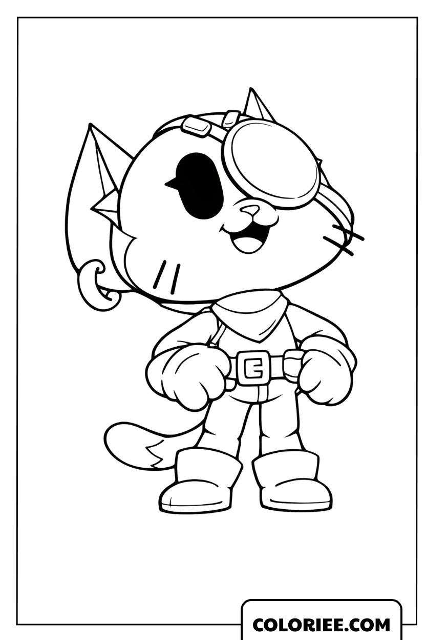 Dessin du Capitaine Kit imposant dans sa tenue de capitaine