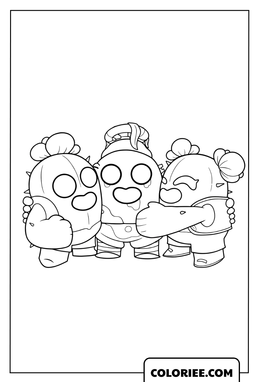 Dessin du trio Spike, Robo Spike et Sakura Spike réunis