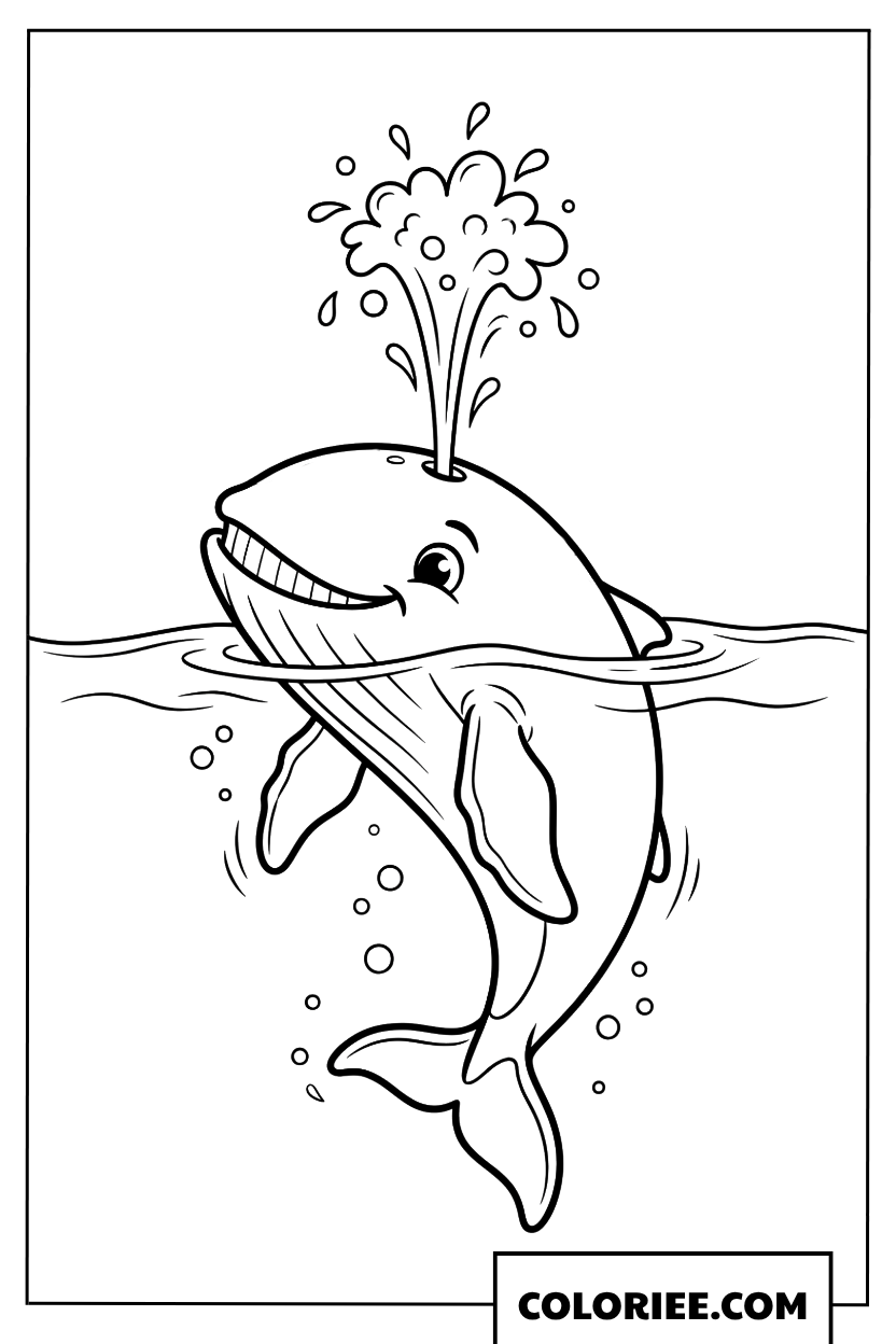 Dessin dun bebe baleine joyeux jetant de leau