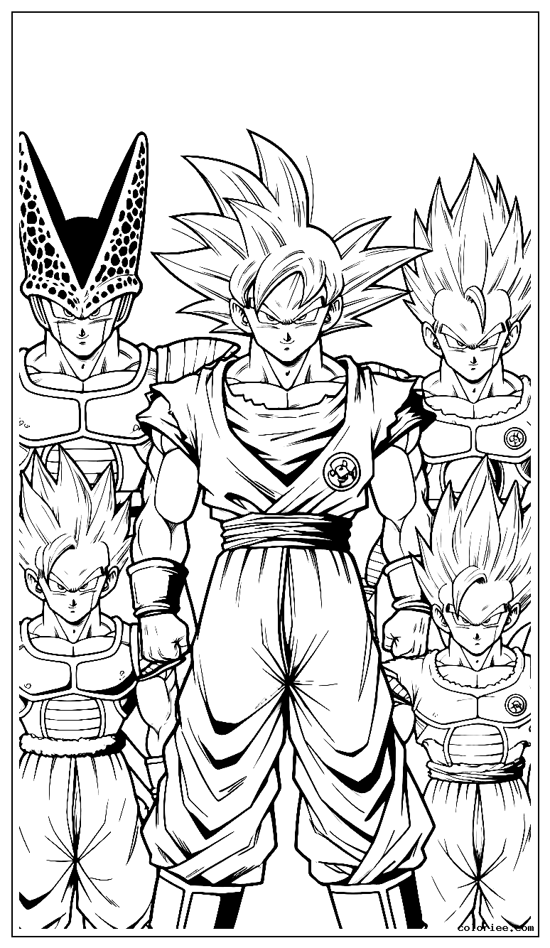 Goku Super Saiyan standing victorious with friends after defeating Cell