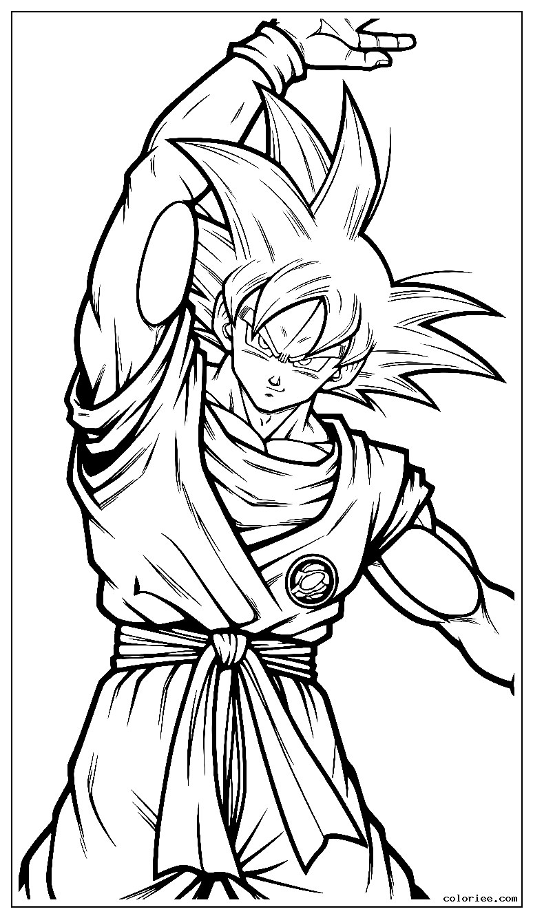 Goku Super Saiyan stretching and warming up in his classic orange gi outfit