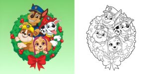 coloriage Pat’ Patrouille Noël ft